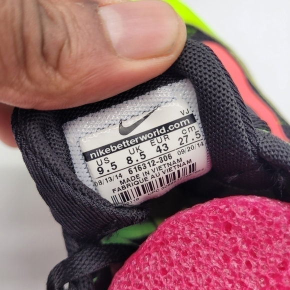 Nike Shoes Men 9.5 ZOOM Rival 7 MD Neon Green & Pink Track Cleats - Picture 12 of 13